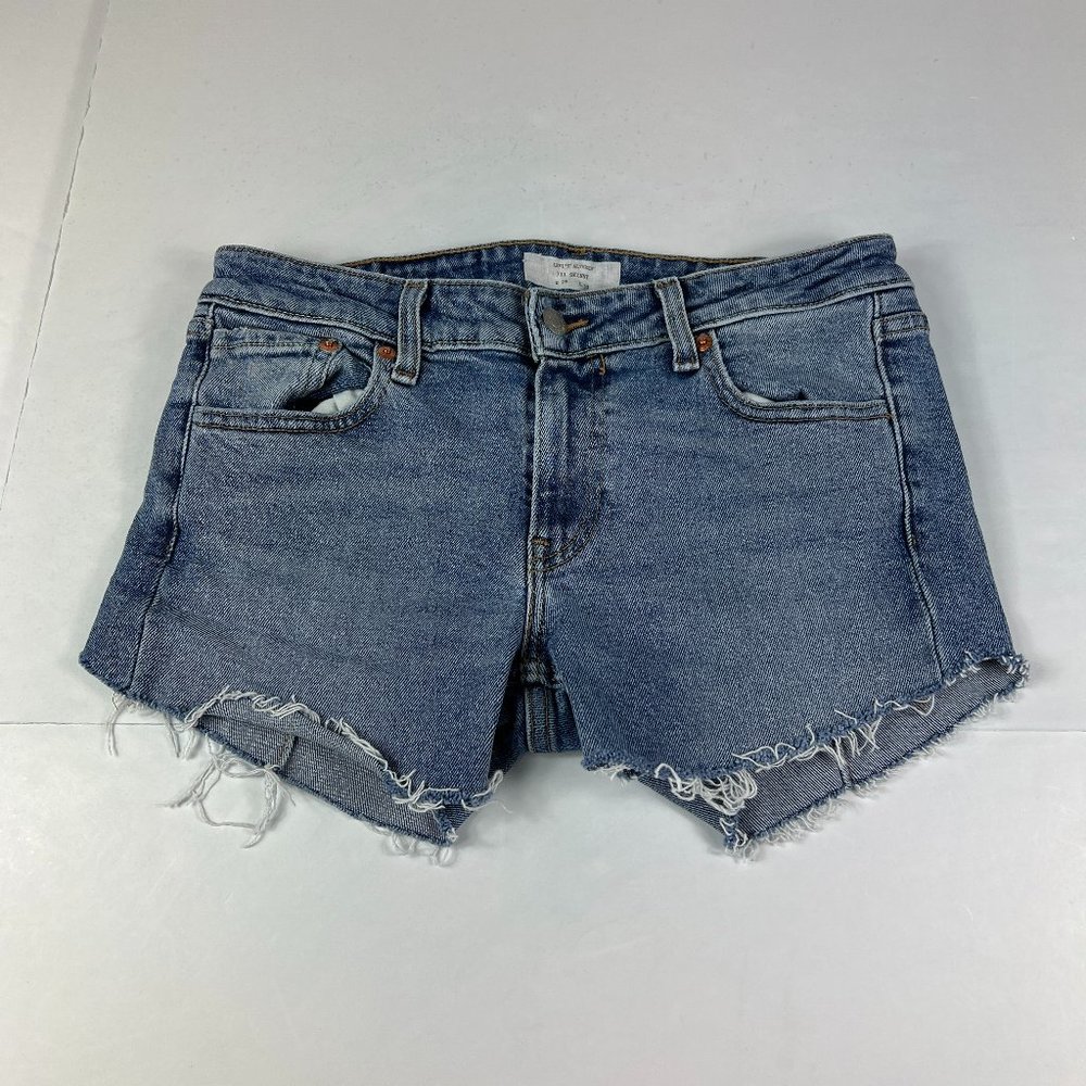 Levi's Jean Short Womens 29 Altered 711 Skinny Blue Cut Offs Stretch Denim Jorts